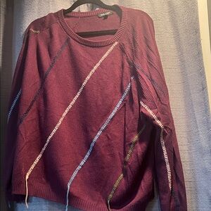 Dear John Burgundy Sweater with Colorful Stripes